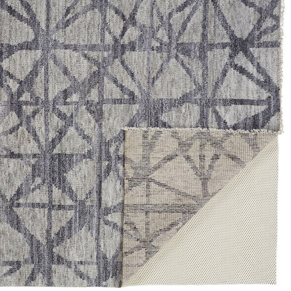 HomeRoots 5' Hand-Knotted Gray Wool Area Rug with Distressed Geometric Design for Modern Elegance & Comfort 10' X 14' 565948