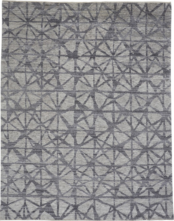 HomeRoots 5' Hand-Knotted Gray Wool Area Rug with Distressed Geometric Design for Modern Elegance & Comfort 10' X 14' 565948