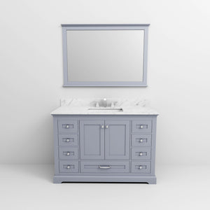 English Elm Dark Grey Single Bath Vanity 48 in. W x 22 in. D with Carrara Marble Top, Chrome Faucet, 46 in. Mirror, Durable Finish B2731S01236