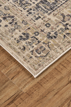Homeroots 5' X 8' Black Gray And Tan Oriental Power Loom Worn Faded Area Rug Gray Polypropylene 565950