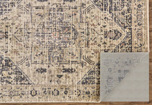 Homeroots 5' X 8' Black Gray And Tan Oriental Power Loom Worn Faded Area Rug Gray Polypropylene 565950