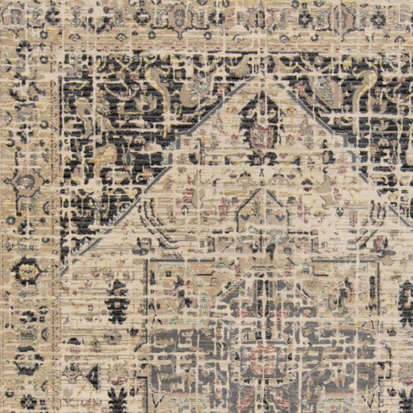 Homeroots 5' X 8' Black Gray And Tan Oriental Power Loom Worn Faded Area Rug Gray Polypropylene 565950