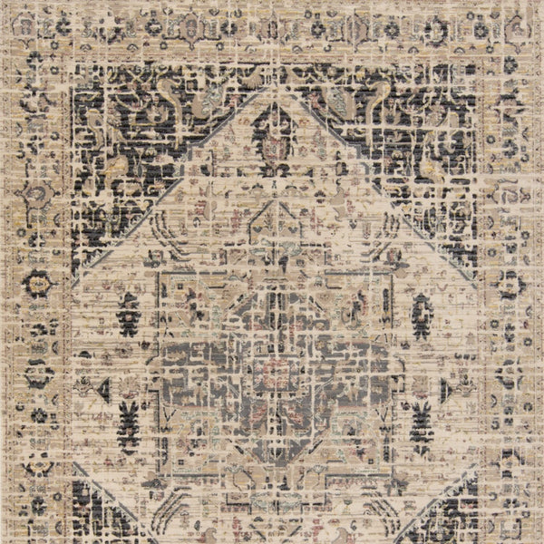 Homeroots 5' X 8' Black Gray And Tan Oriental Power Loom Worn Faded Area Rug Gray Polypropylene 565950