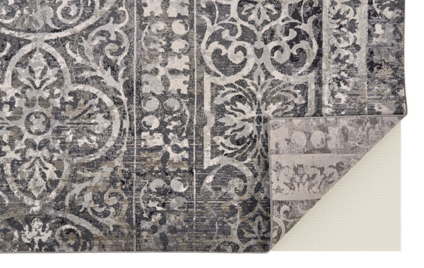 HomeRoots 8' Gray and Ivory Abstract Distressed Area Rug - Stylish, Durable, Stain-Resistant Design for Any Space 8' X 10' 565954