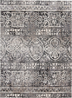 HomeRoots 8' Gray and Ivory Abstract Distressed Area Rug - Stylish, Durable, Stain-Resistant Design for Any Space 8' X 10' 565954