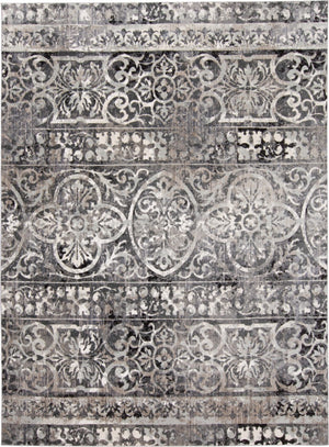 HomeRoots 8' Gray and Ivory Abstract Distressed Area Rug - Stylish, Durable, Stain-Resistant Design for Any Space 8' X 10' 565954