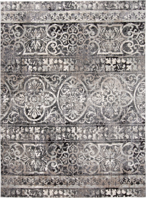 HomeRoots 8' Gray and Ivory Abstract Distressed Area Rug - Stylish, Durable, Stain-Resistant Design for Any Space 8' X 10' 565954