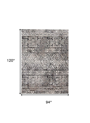 HomeRoots 8' Gray and Ivory Abstract Distressed Area Rug - Stylish, Durable, Stain-Resistant Design for Any Space 8' X 10' 565954