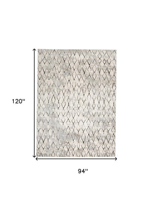 HomeRoots 8' Gray and Ivory Geometric Area Rug – Durable, Stain-Resistant Design for Stylish Living Spaces 8' X 10' 565955