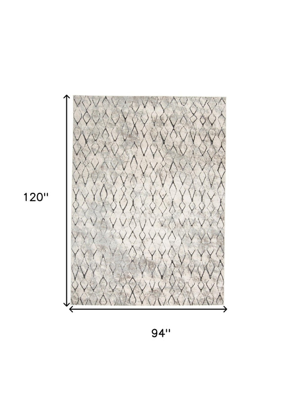 HomeRoots 8' Gray and Ivory Geometric Area Rug – Durable, Stain-Resistant Design for Stylish Living Spaces 8' X 10' 565955