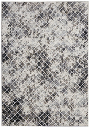 HomeRoots 8' Gray and Ivory Geometric Distressed Area Rug - Durable, Low-Maintenance Design for Modern Spaces 8' X 10' 565956