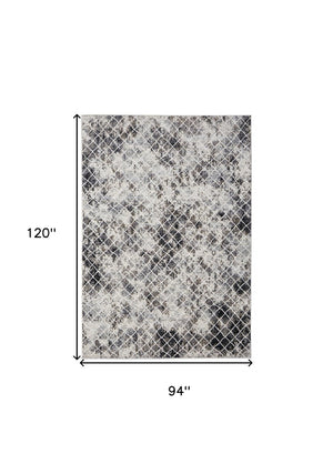 HomeRoots 8' Gray and Ivory Geometric Distressed Area Rug - Durable, Low-Maintenance Design for Modern Spaces 8' X 10' 565956