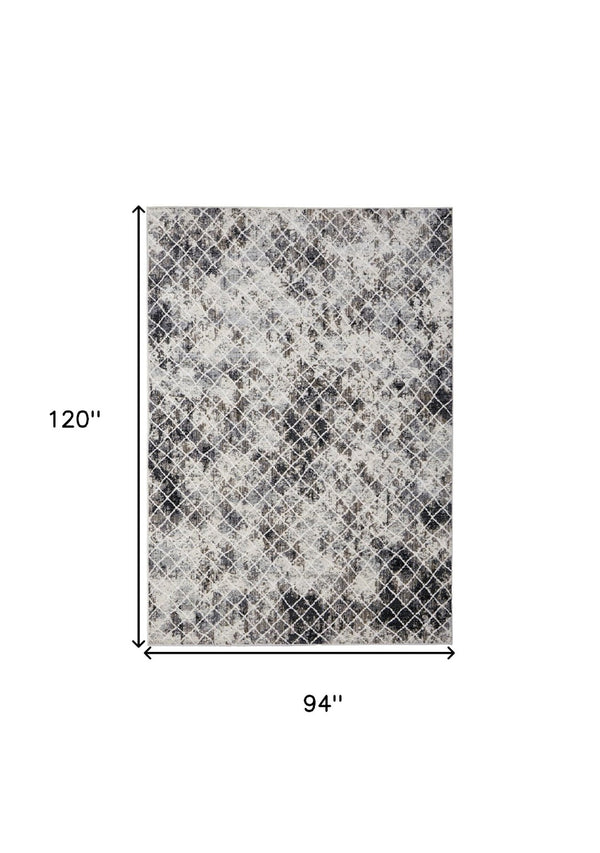 HomeRoots 8' Gray and Ivory Geometric Distressed Area Rug - Durable, Low-Maintenance Design for Modern Spaces 8' X 10' 565956