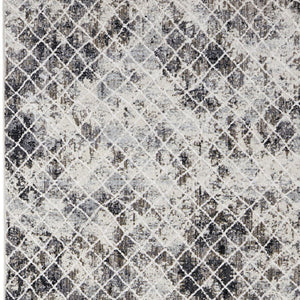HomeRoots 8' Gray and Ivory Geometric Distressed Area Rug - Durable, Low-Maintenance Design for Modern Spaces 8' X 10' 565956