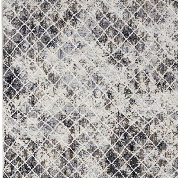 HomeRoots 8' Gray and Ivory Geometric Distressed Area Rug - Durable, Low-Maintenance Design for Modern Spaces 8' X 10' 565956