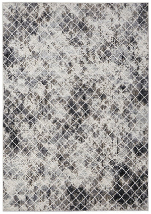 HomeRoots 8' Gray and Ivory Geometric Distressed Area Rug - Durable, Low-Maintenance Design for Modern Spaces 8' X 10' 565956