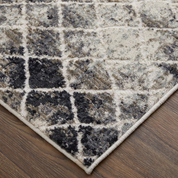 HomeRoots 8' Gray and Ivory Geometric Distressed Area Rug - Durable, Low-Maintenance Design for Modern Spaces 8' X 10' 565956