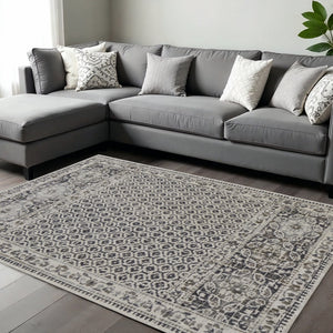 HomeRoots 8' Gray and Ivory Abstract Distressed Area Rug - Modern, Durable Design for Stylish Living Spaces 8' X 10' 565957