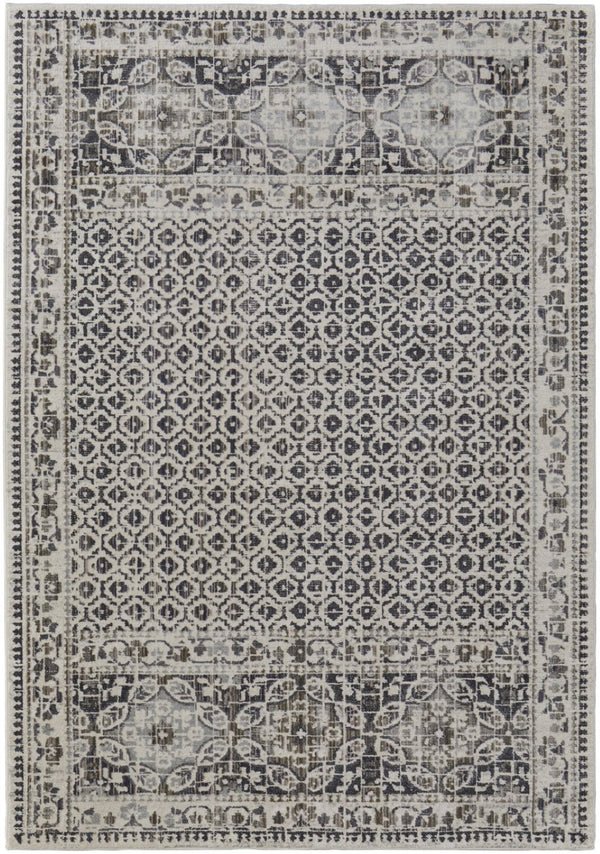HomeRoots 8' Gray and Ivory Abstract Distressed Area Rug - Modern, Durable Design for Stylish Living Spaces 8' X 10' 565957