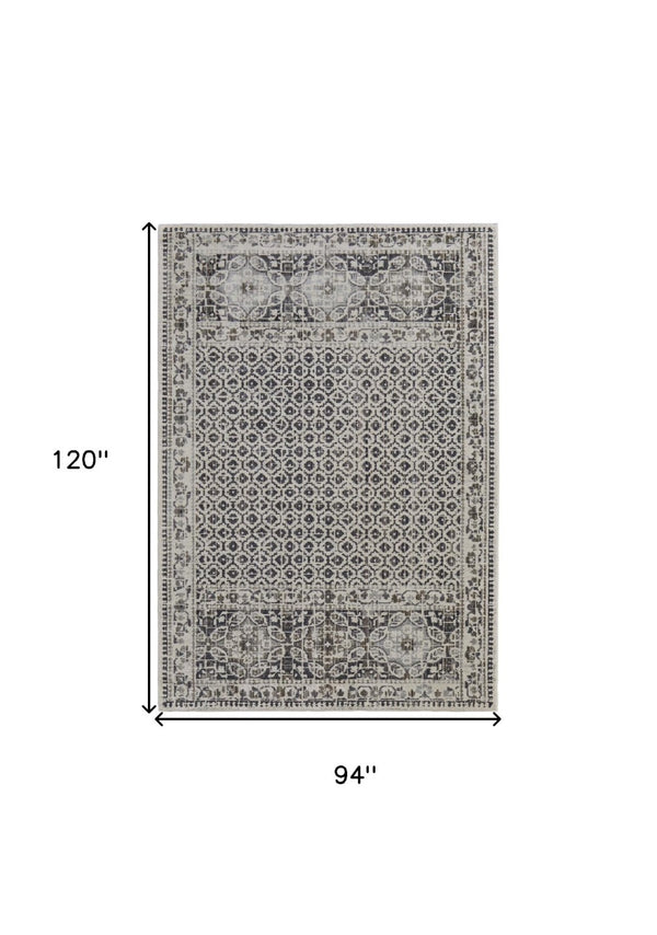 HomeRoots 8' Gray and Ivory Abstract Distressed Area Rug - Modern, Durable Design for Stylish Living Spaces 8' X 10' 565957