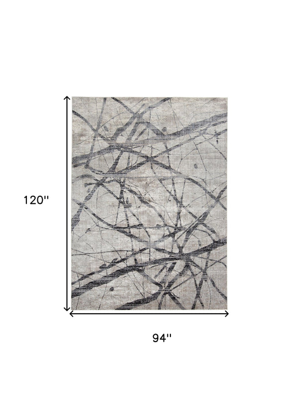 Homeroots 8' X 10' Gray And Ivory Abstract Power Loom Area Rug Taupe Polypropylene 565958