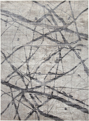 Homeroots 8' X 10' Gray And Ivory Abstract Power Loom Area Rug Taupe Polypropylene 565958