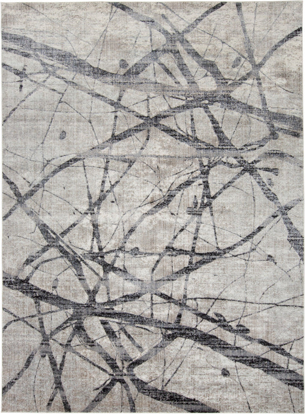 Homeroots 8' X 10' Gray And Ivory Abstract Power Loom Area Rug Taupe Polypropylene 565958