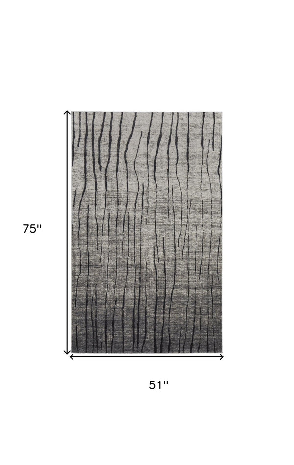 HomeRoots 4' Gray and Black Abstract Area Rug - Contemporary Power Loom Design for High-Traffic Spaces 4' X 6' 565959