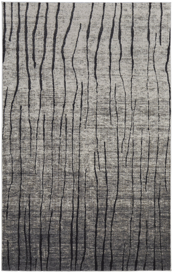 Homeroots 4' X 6' Gray And Black Abstract Power Loom Area Rug Gray Polypropylene 565959
