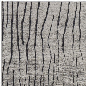 Homeroots 7' X 10' Gray And Black Abstract Power Loom Area Rug Gray Polypropylene 565961