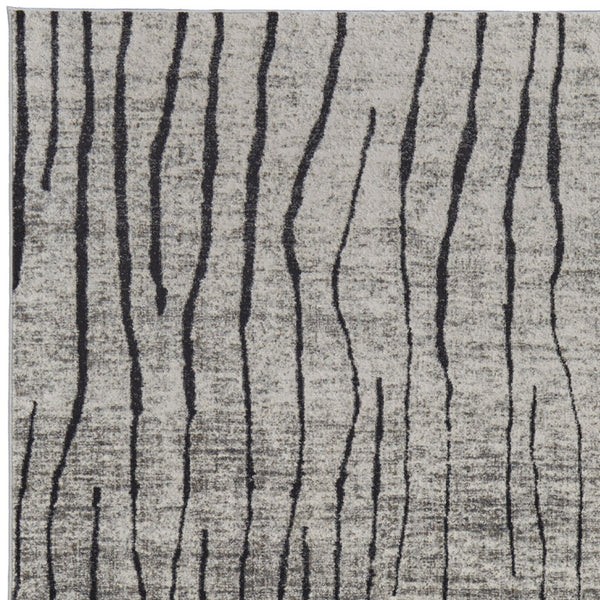 Homeroots 7' X 10' Gray And Black Abstract Power Loom Area Rug Gray Polypropylene 565961