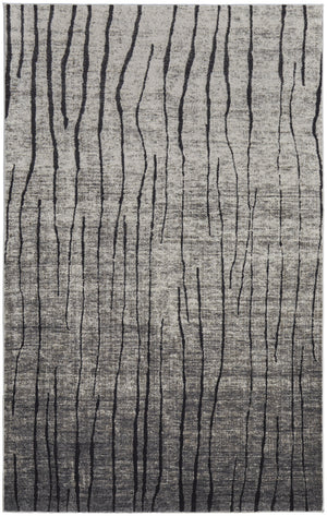 Homeroots 7' X 10' Gray And Black Abstract Power Loom Area Rug Gray Polypropylene 565961