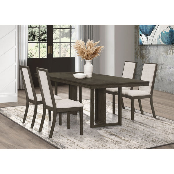 English Elm Glenmoor Chic 5-Piece Dining Set With Chevron Tabletop & Upholstered Chairs For Modern Elegance B062S01232