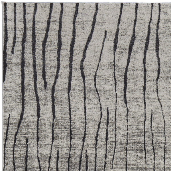 Homeroots 8' X 10' Gray And Black Abstract Power Loom Area Rug Gray Polypropylene 565962