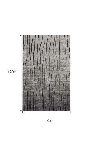 Homeroots 8' X 10' Gray And Black Abstract Power Loom Area Rug Gray Polypropylene 565962
