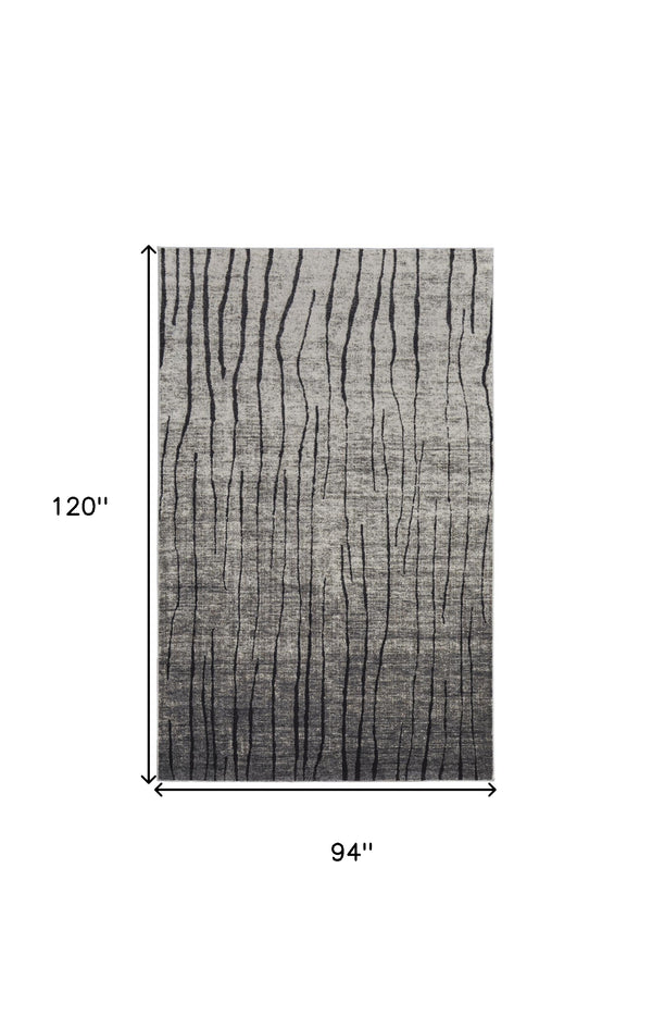 Homeroots 8' X 10' Gray And Black Abstract Power Loom Area Rug Gray Polypropylene 565962