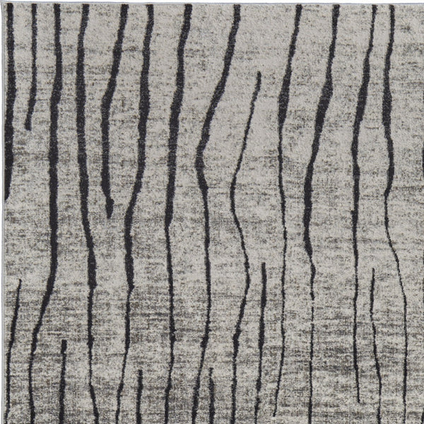 Homeroots 8' X 10' Gray And Black Abstract Power Loom Area Rug Gray Polypropylene 565963