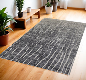 Homeroots 4' X 6' Ivory Gray And Black Abstract Power Loom Area Rug Black Polypropylene 565964