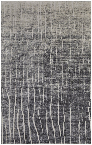 Homeroots 4' X 6' Ivory Gray And Black Abstract Power Loom Area Rug Black Polypropylene 565964