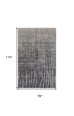 Homeroots 7' X 10' Ivory Gray And Black Abstract Power Loom Area Rug Black Polypropylene 565966