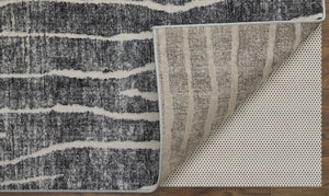 Homeroots 8' X 10' Ivory Gray And Black Abstract Power Loom Area Rug Black Polypropylene 565967