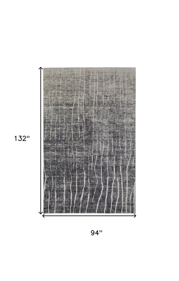 Homeroots 8' X 10' Ivory Gray And Black Abstract Power Loom Area Rug Black Polypropylene 565968