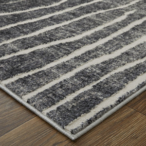 Homeroots 10' X 14' Ivory Gray And Black Abstract Power Loom Area Rug Black Polypropylene 565969