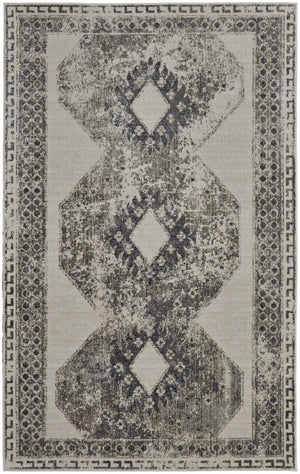 HomeRoots 4' Gray and Ivory Abstract Area Rug - Stylish Power-Loomed Design for Modern and Transitional Spaces 4' X 6' 565970