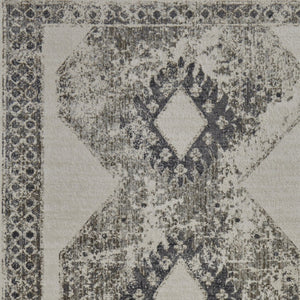 HomeRoots 4' Gray and Ivory Abstract Area Rug - Stylish Power-Loomed Design for Modern and Transitional Spaces 8' X 10' 565973