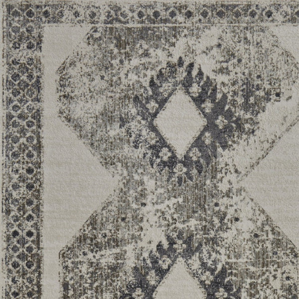 HomeRoots 4' Gray and Ivory Abstract Area Rug - Stylish Power-Loomed Design for Modern and Transitional Spaces 8' X 10' 565973