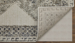 HomeRoots 4' Gray and Ivory Abstract Area Rug - Stylish Power-Loomed Design for Modern and Transitional Spaces 8' X 11' 565974