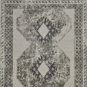 HomeRoots 4' Gray and Ivory Abstract Area Rug - Stylish Power-Loomed Design for Modern and Transitional Spaces 8' X 11' 565974