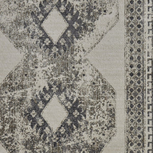 HomeRoots 4' Gray and Ivory Abstract Area Rug - Stylish Power-Loomed Design for Modern and Transitional Spaces 10' X 14' 565975