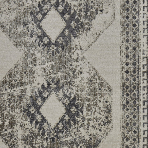 HomeRoots 4' Gray and Ivory Abstract Area Rug - Stylish Power-Loomed Design for Modern and Transitional Spaces 10' X 14' 565975